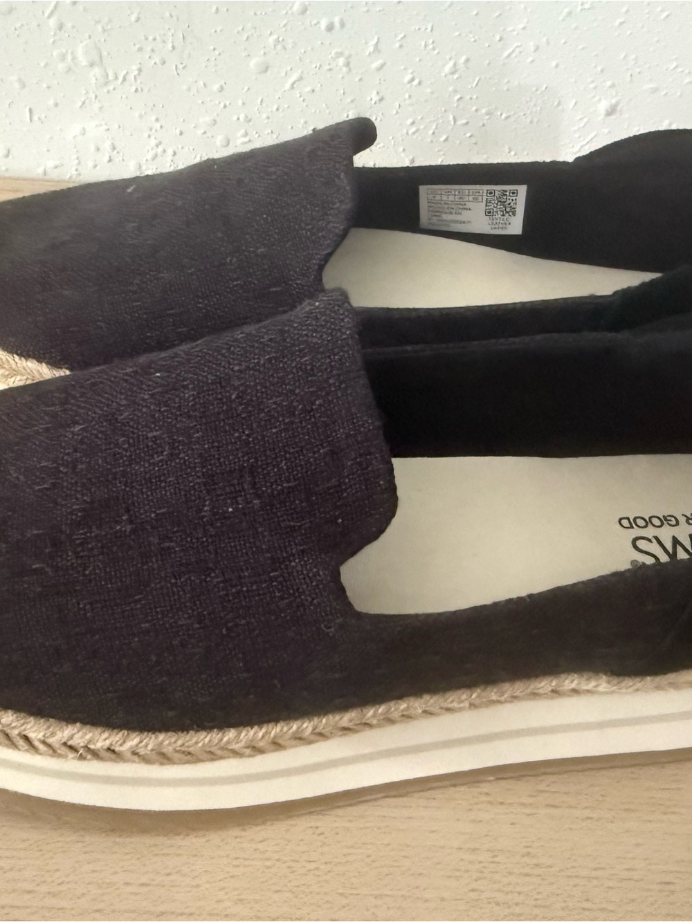 Toms Black Woven Slip-On Espadrille Sneakers